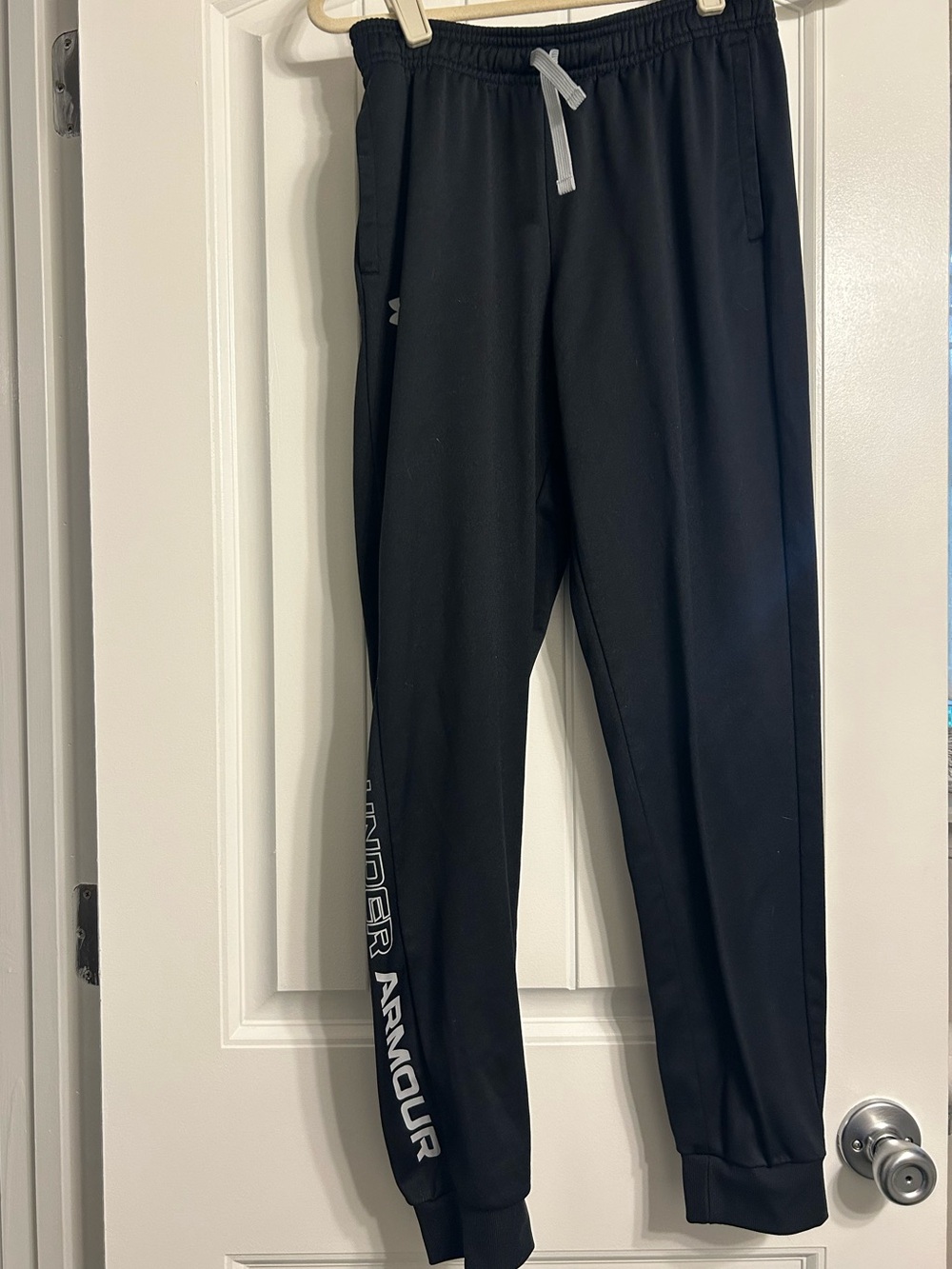Under Armour Kids Black Joggers with White Logo & Drawstring